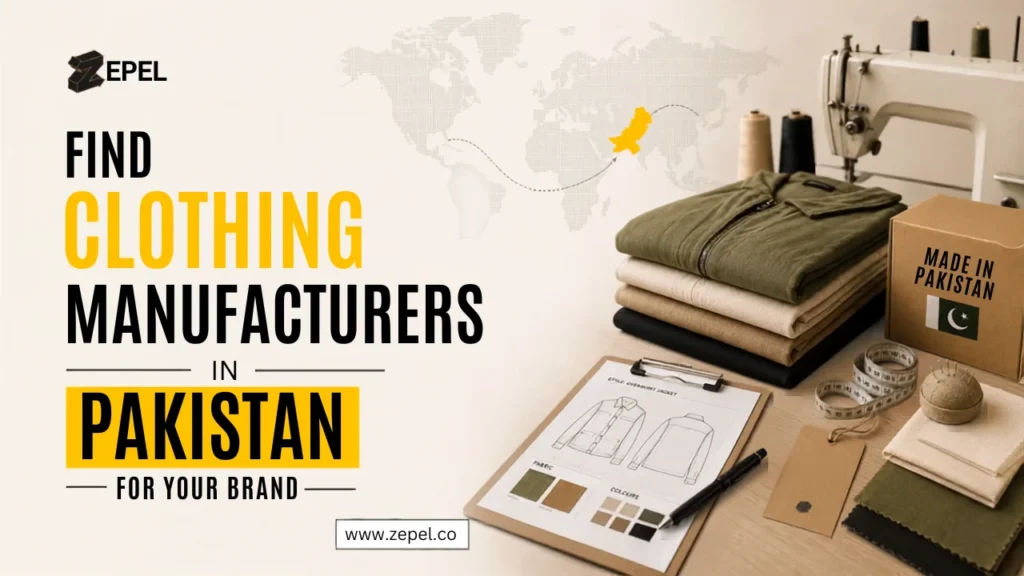 Inside a modern clothing factory in Pakistan with workers producing custom apparel for global fashion brands